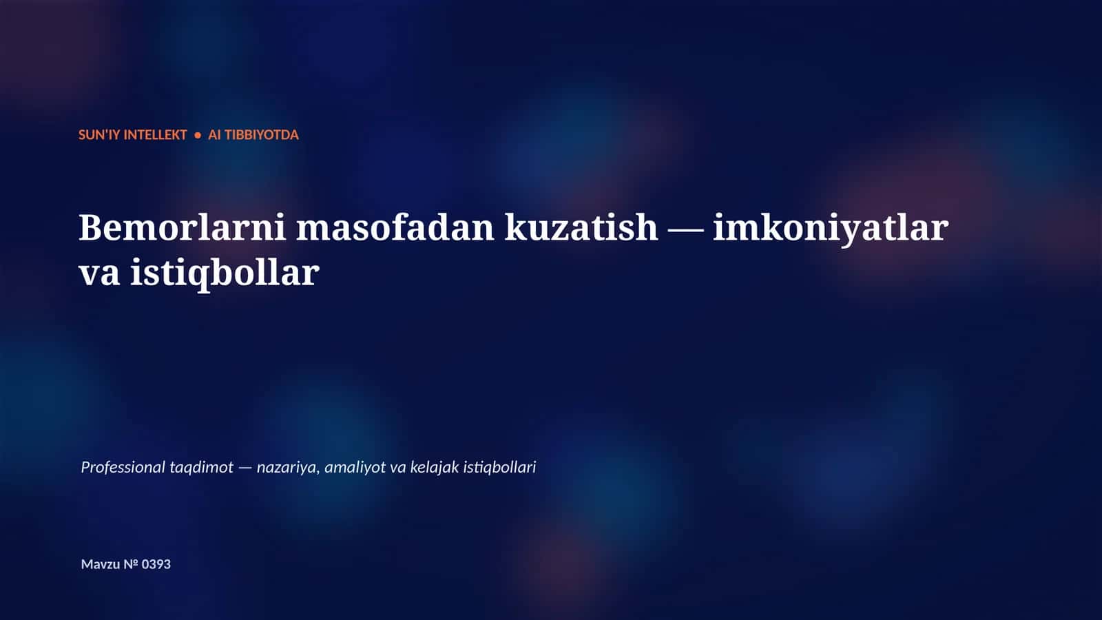 SUN'IY INTELLEKT AI TIBBIYOTDA 1
