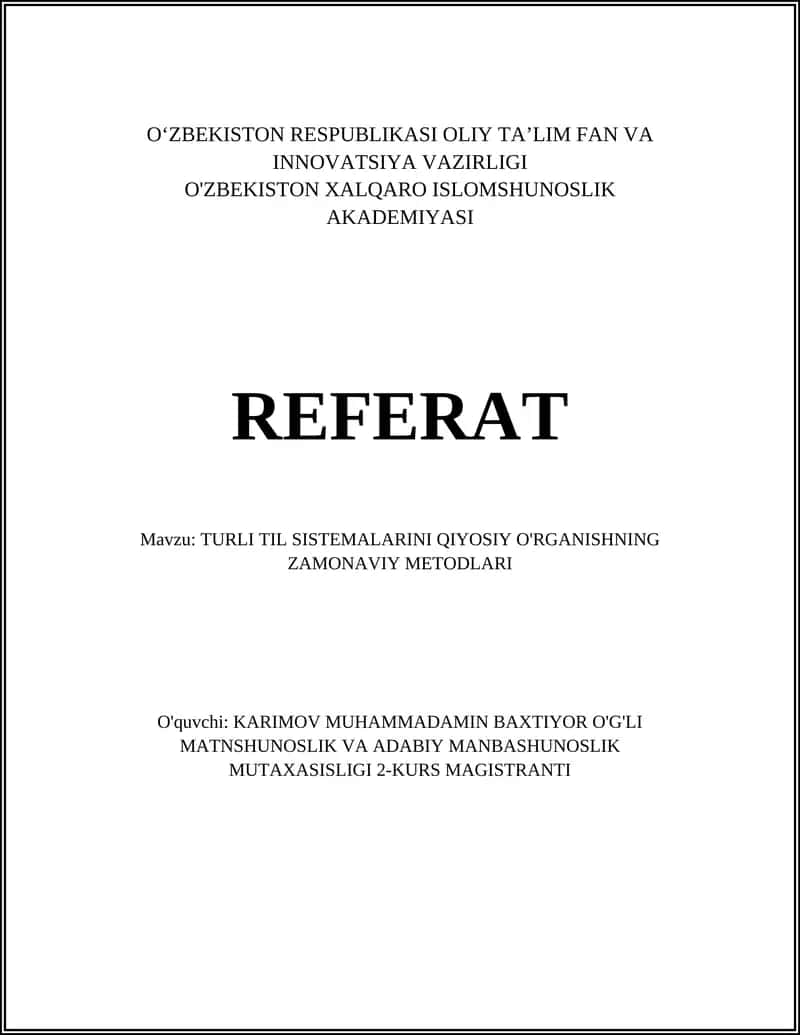 TURLI TIL SISTEMALARINI QIYOSIY O'RGANISHNING ZAMONAVIY METODLARI 1