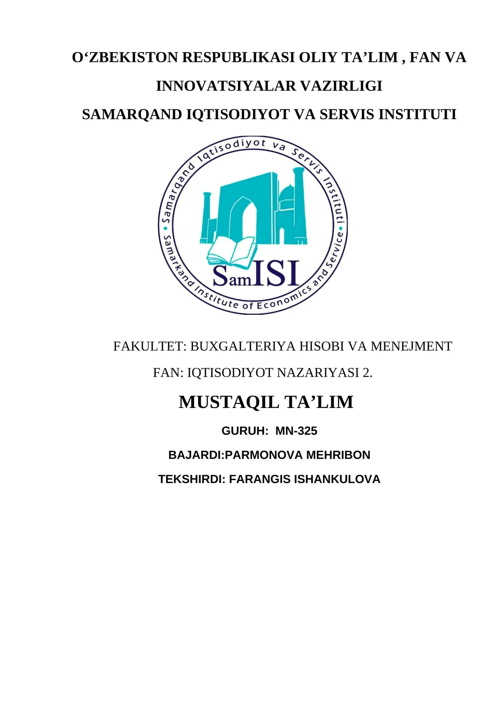 Iqtisodiy o‘sish turlari va O‘zbekistonning iqtisodiy salohiyati (ESSE) 1