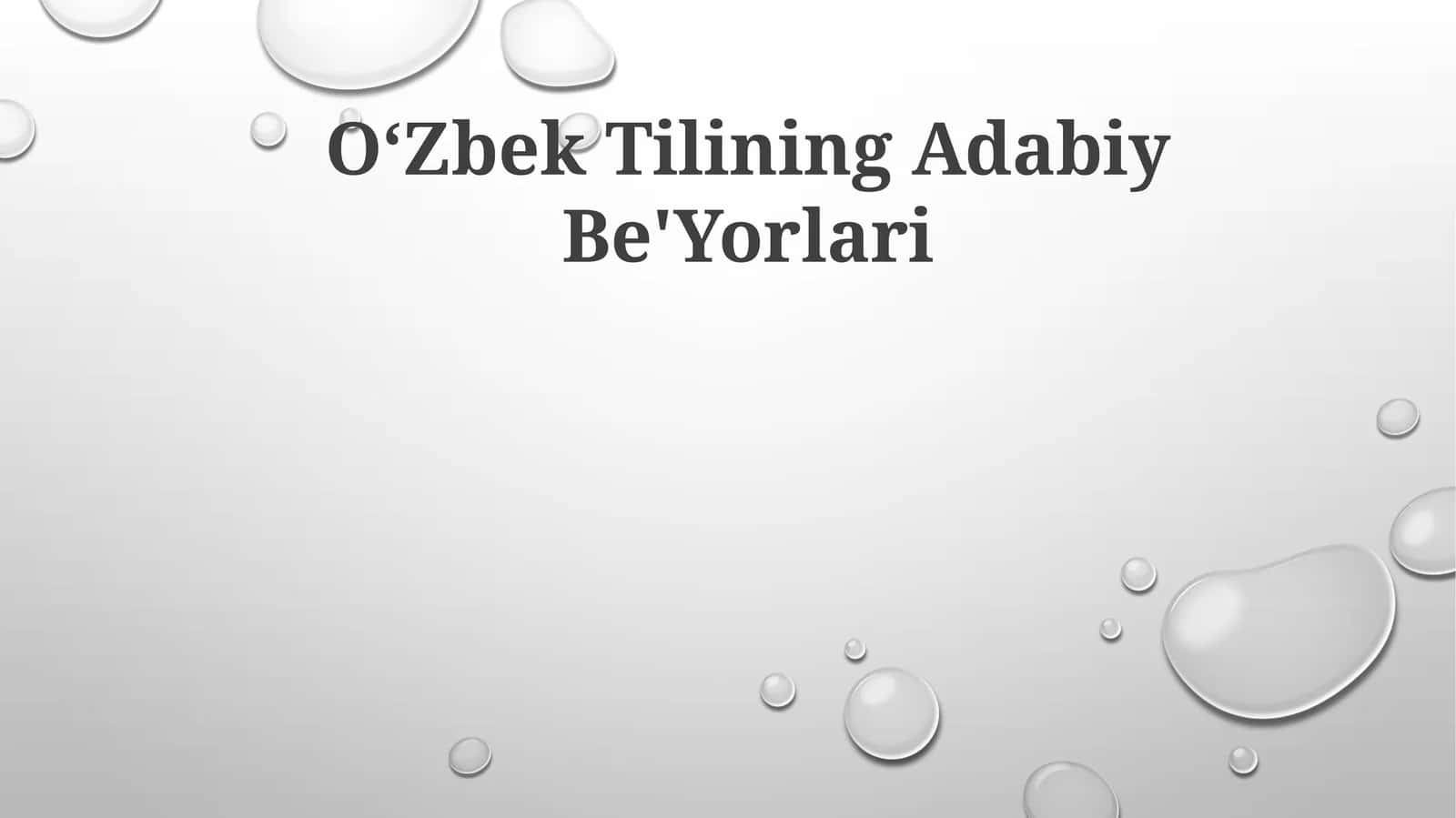 Oʻzbek Tilining Adabiy Be'Yorlari 1