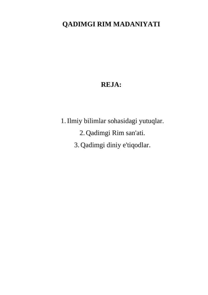 QADIMGI RIM MADANIYATI referat ishi 1