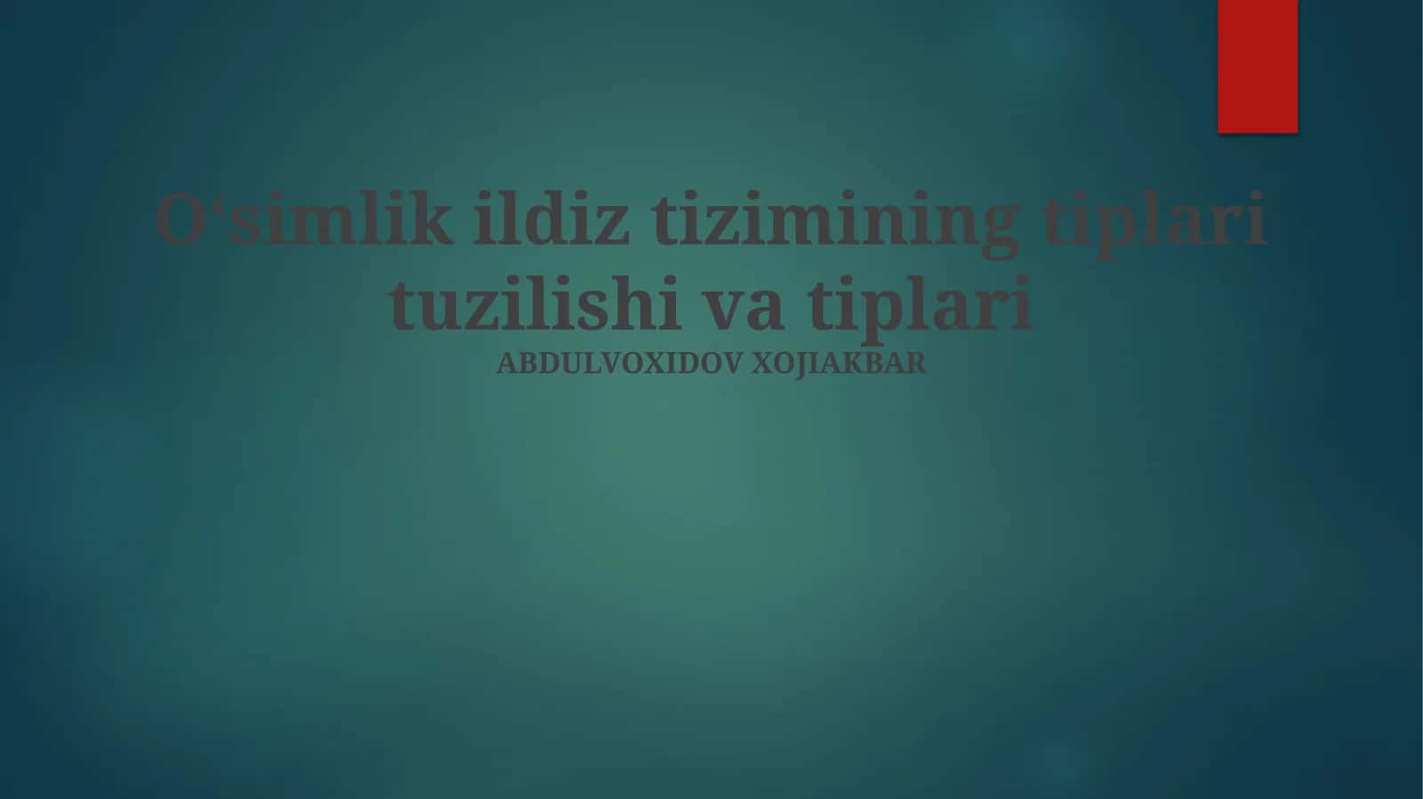 O'simlik ildiz tizimining tiplari tuzilishi va tiplari 1