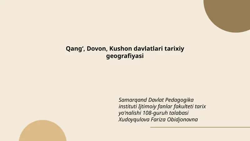 Qangʻ, Dovon, Kushon davlatlari tarixiy geografiyasi 1