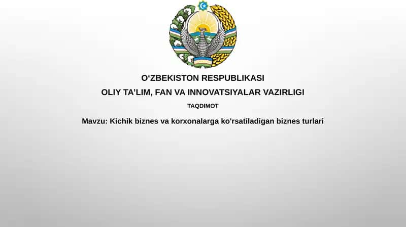 Kichik biznes va korxonalar uchun biznes turlari 1