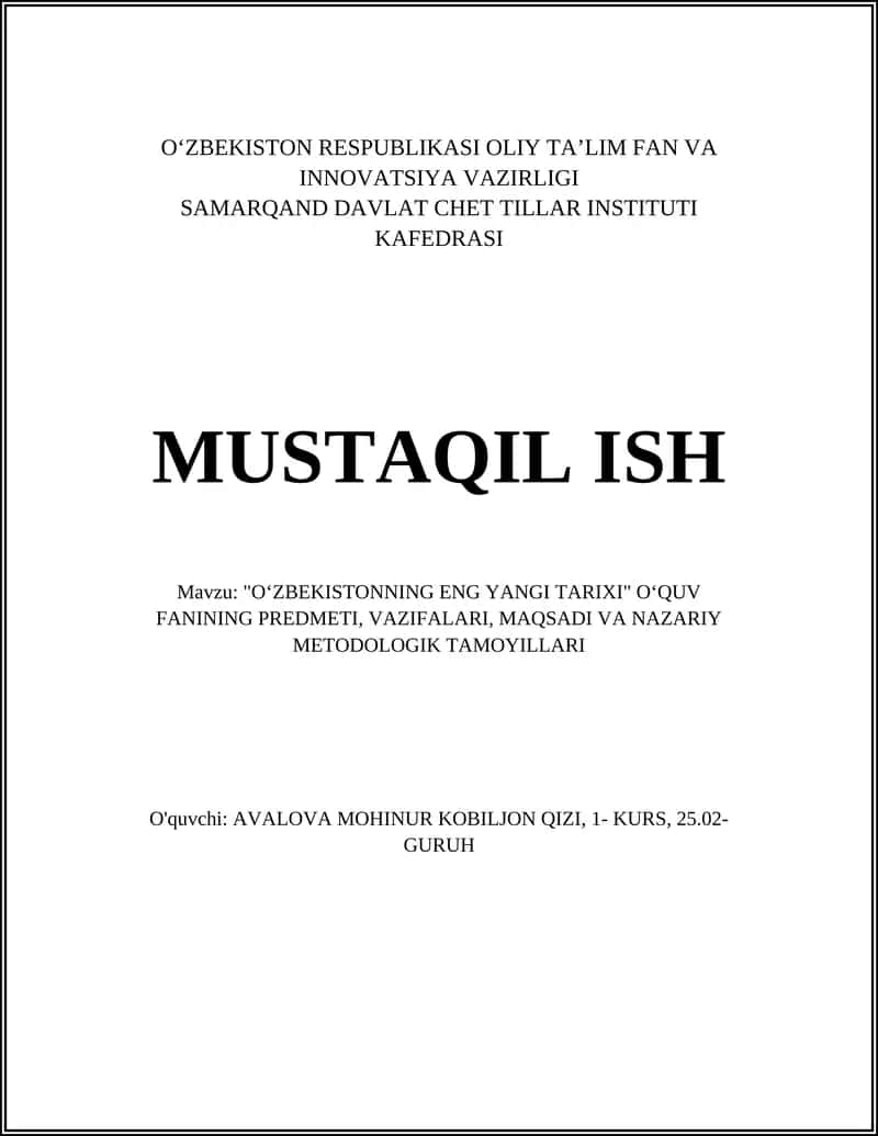 Oʻzbekistonning eng yangi tarixi 1