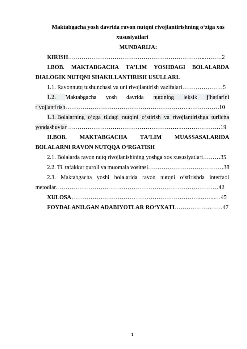 Maktabgacha yosh davrida ravon nutqni rivojlantirishning o‘ziga xos xususiyatlari 1
