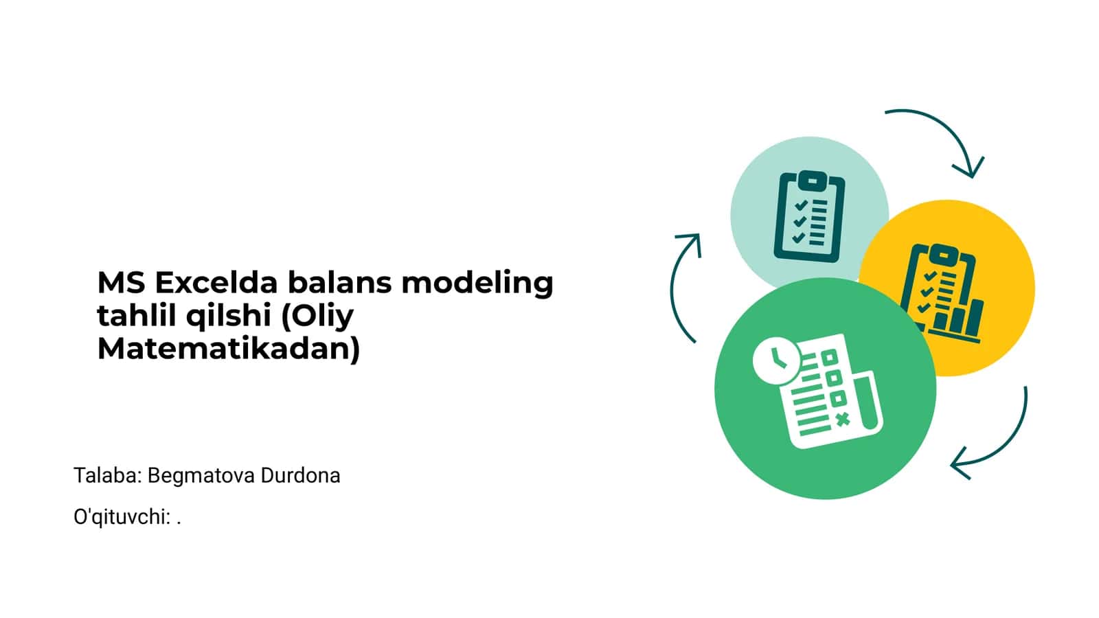 MS Excelda balans modeling tahlil qilshi (Oliy Matematikadan) 1