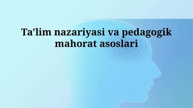 Ta'lim nazariyasi va pedagogik mahorat asoslari 1