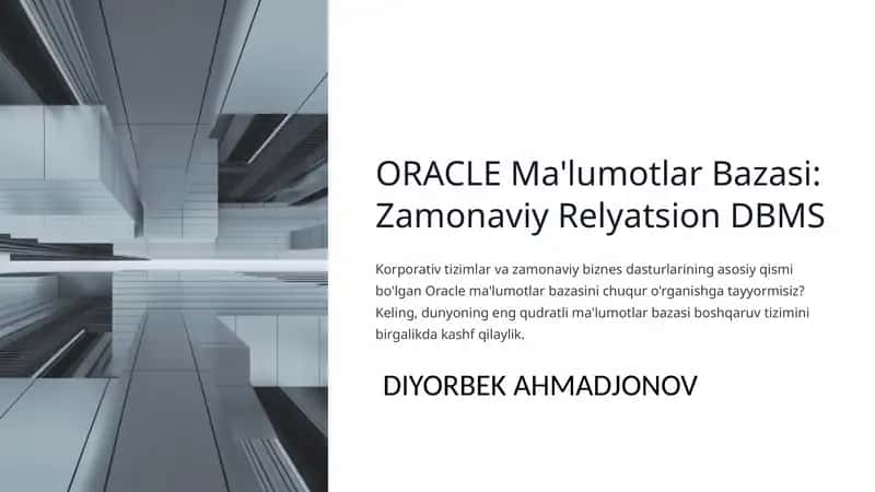 ORACLE Ma'lumotlar Bazasi 1