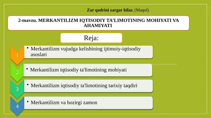 Bumerkantilizm ta'limoti 1