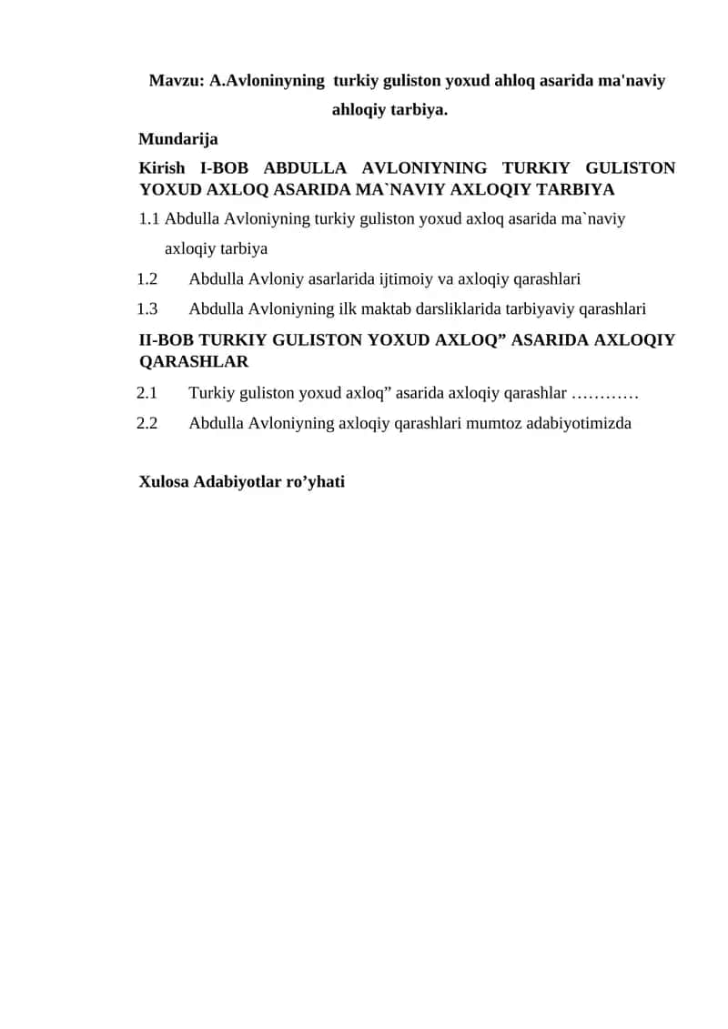Abdulla Avloniynin turkiy guliston yoxud ahloq asarida ma'naviy ahloqiy tarbiya 1