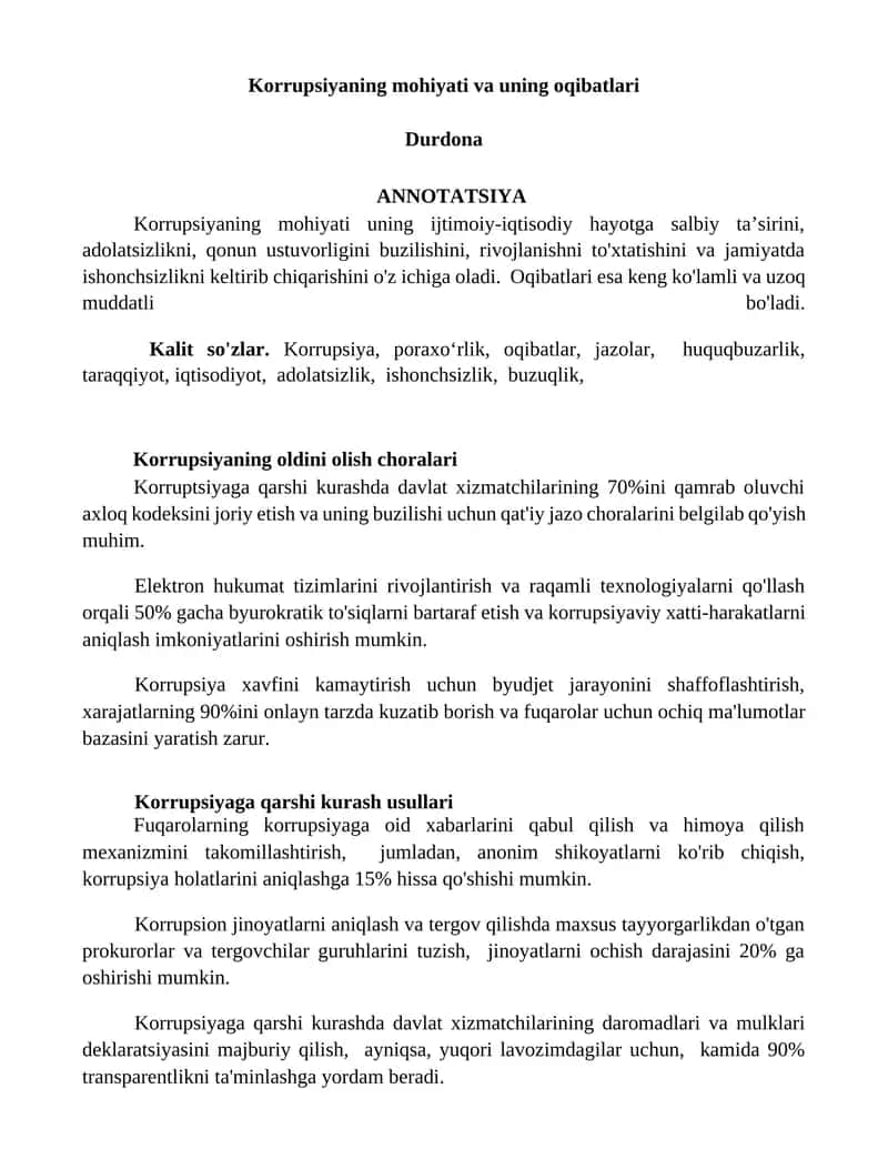 Korrupsiyaning mohiyati va uning oqibatlari 1