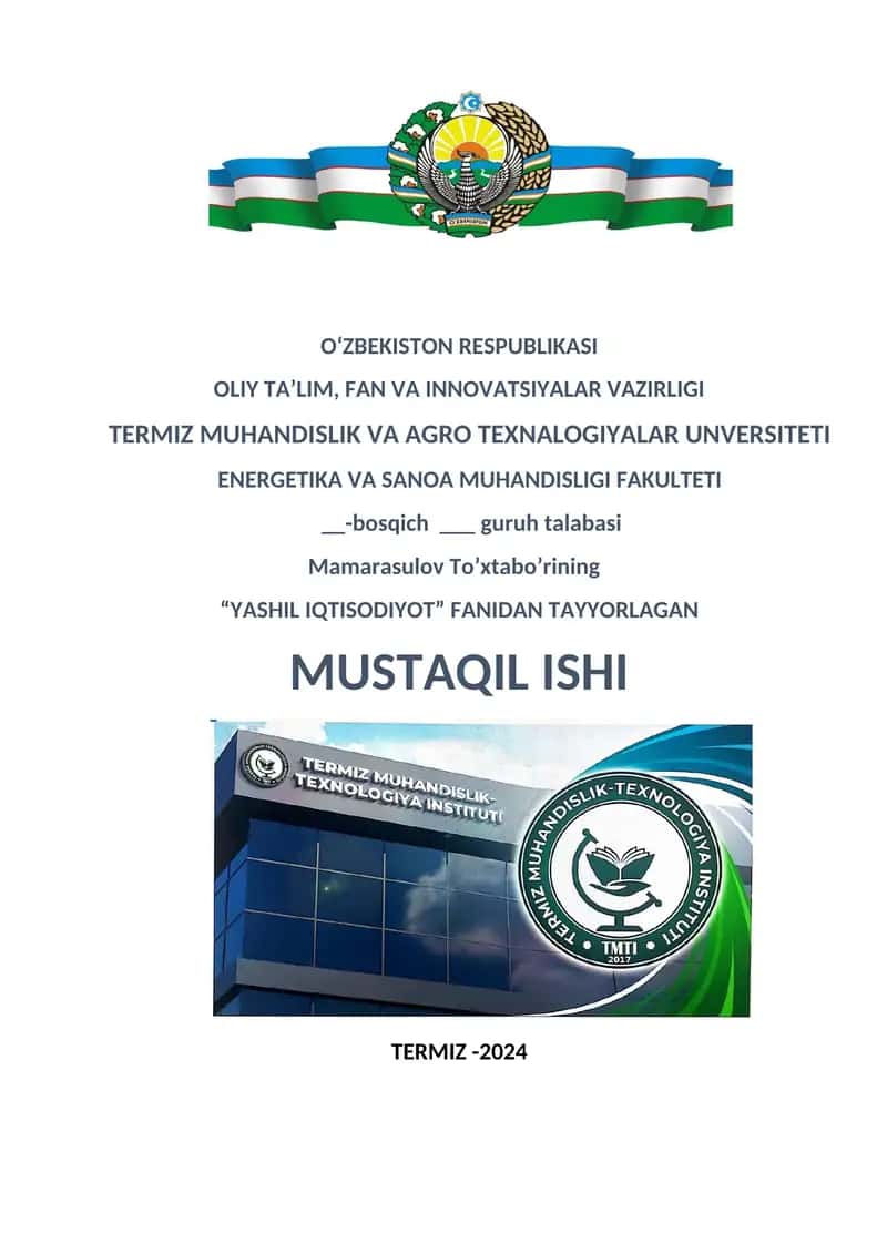 Iqlim o’zgarishlari oqibatlarga moslashish va tabiiy resursardan oqilona foydalanish yo’lari. 1