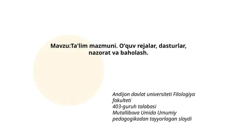 Umumiy pedagogikadan tayyorlagan slayd 1