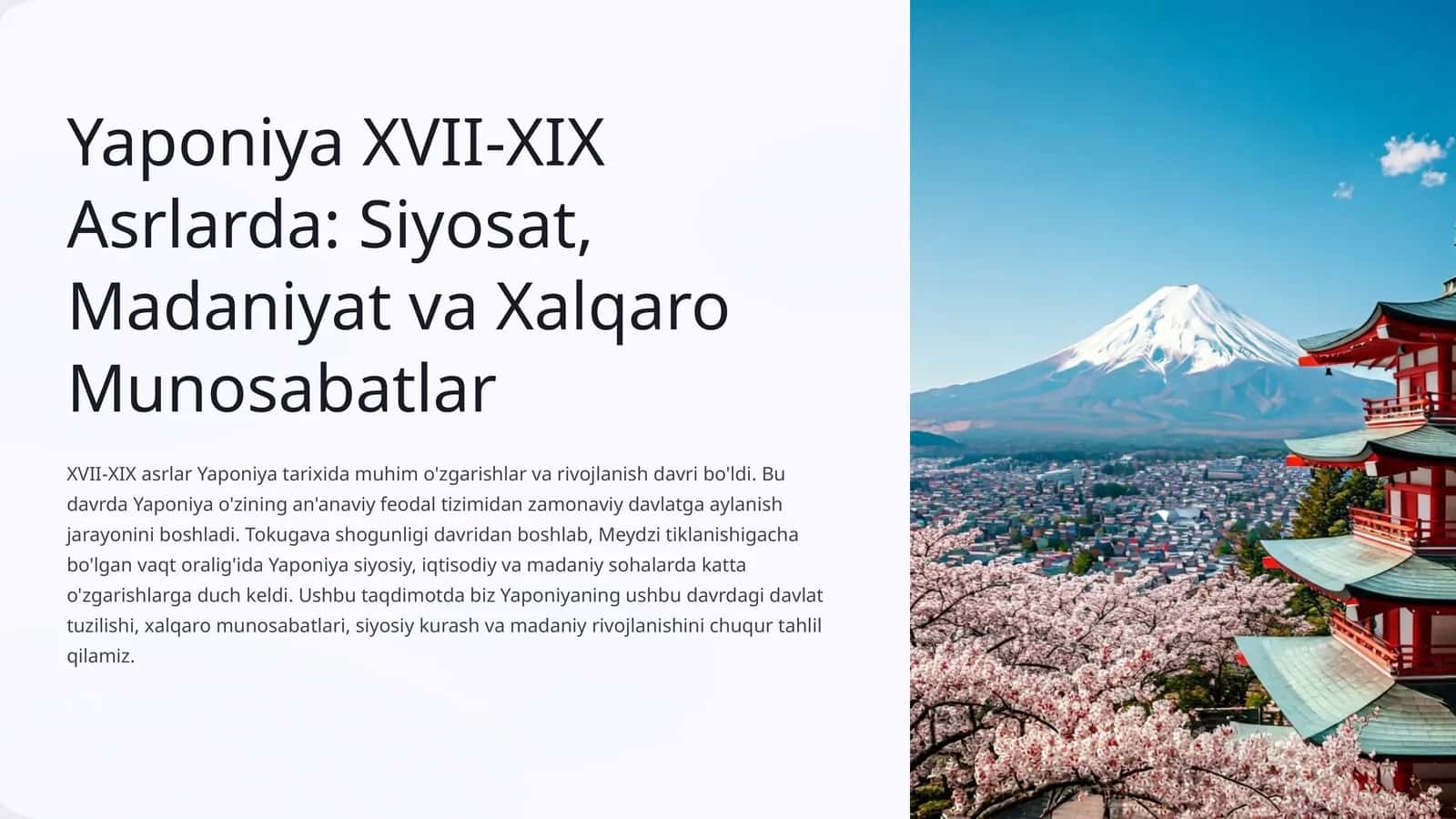 Yaponiya XVII-XIX Asrlarda: Siyosat, Madaniyat va Xalqaro Munosabatlar 1