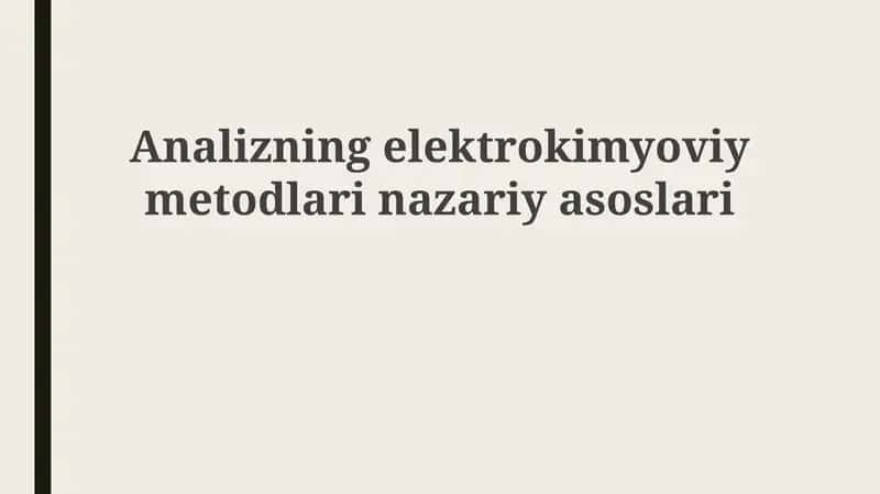 Elektrokimyoviy Analiz 1