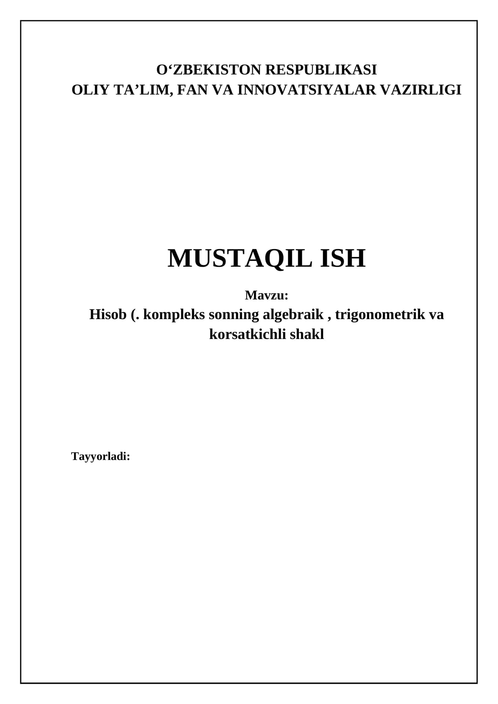 Kompleks sonlar ustida amallar 1
