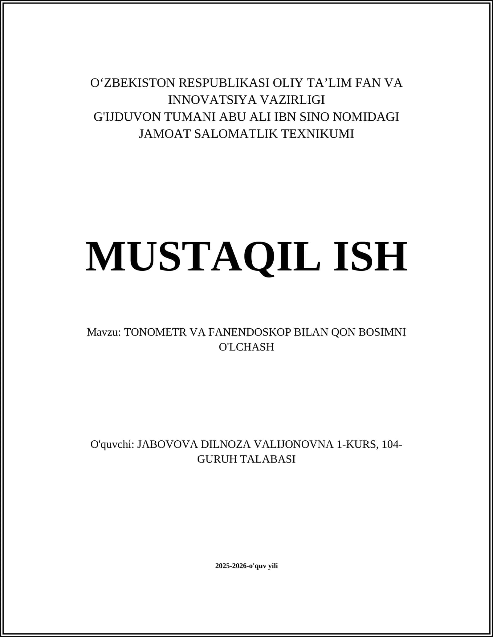 TONOMETR VA FANENDOSKOP BILAN QON BOSIMNI O'LCHASH 1