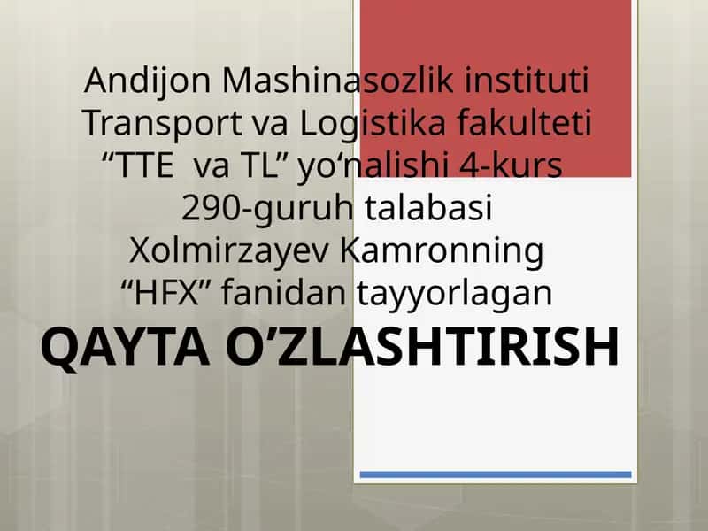 QAYTA O'ZLASHTIRISH 1