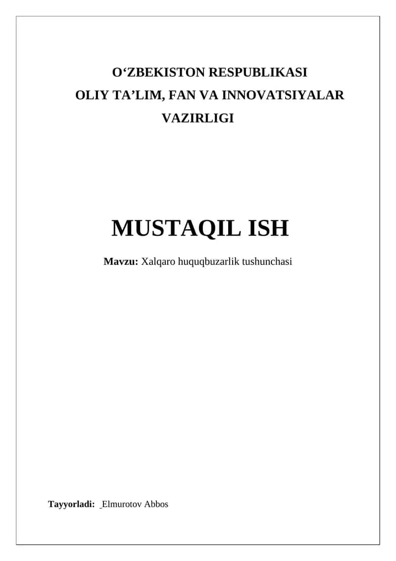 Xalqaro huquqbuzarlik tushunchasi 1