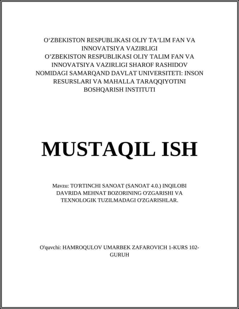 TO'RTINCHI SANOAT (SANOAT 4.0.) INQILOBI 1
