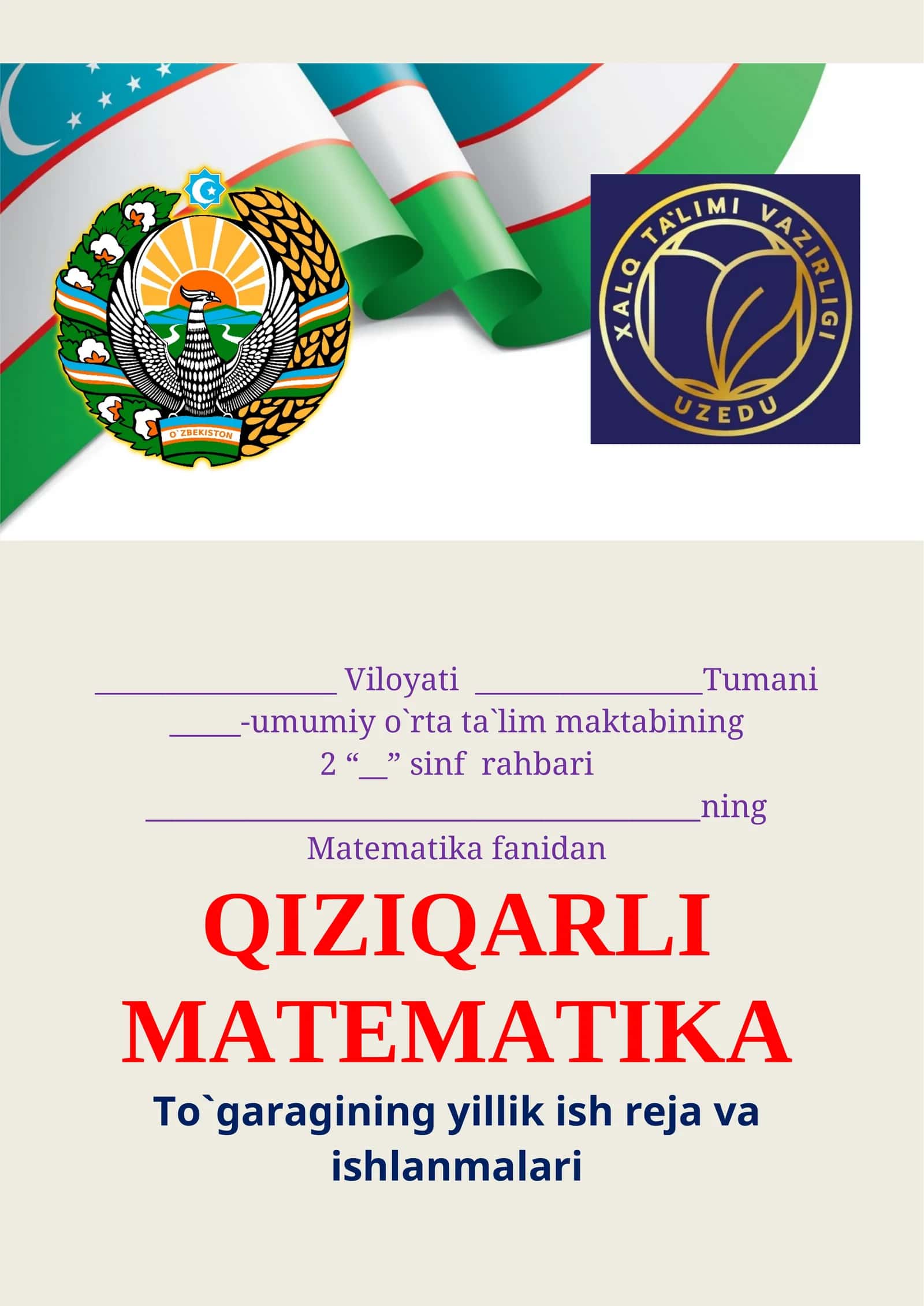 2-sinf Matematika fanidan to'garak konspekti 1