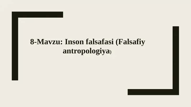 Insonfalsafasi (Falsafiyantropologiya) 1