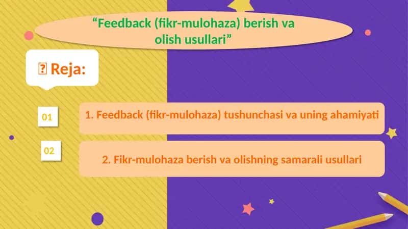 Feedback (fikr-mulohaza) berish va olish usullari 1