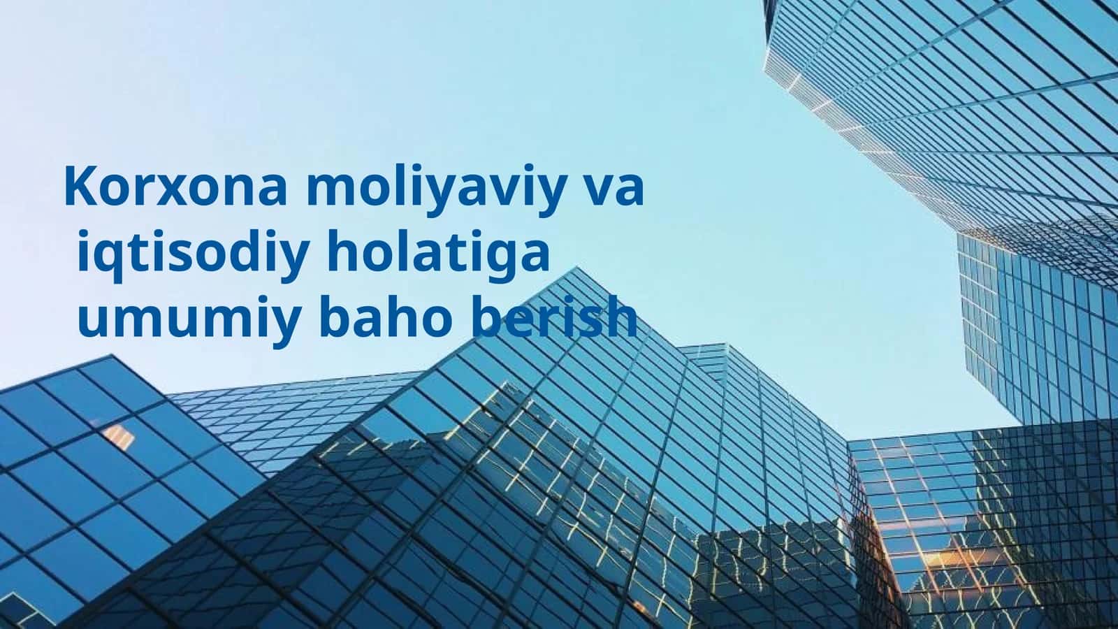Korxona moliyaviy va iqtisodiy holatiga umumiy baho berish 1