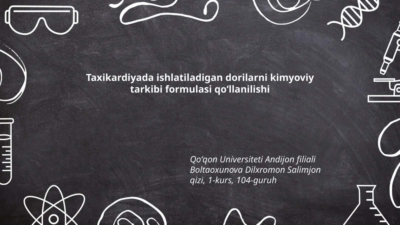 Taxikardiyada ishlatiladigan dorilarni kimyoviy tarkibi formulasi qoʻllanilishi 1