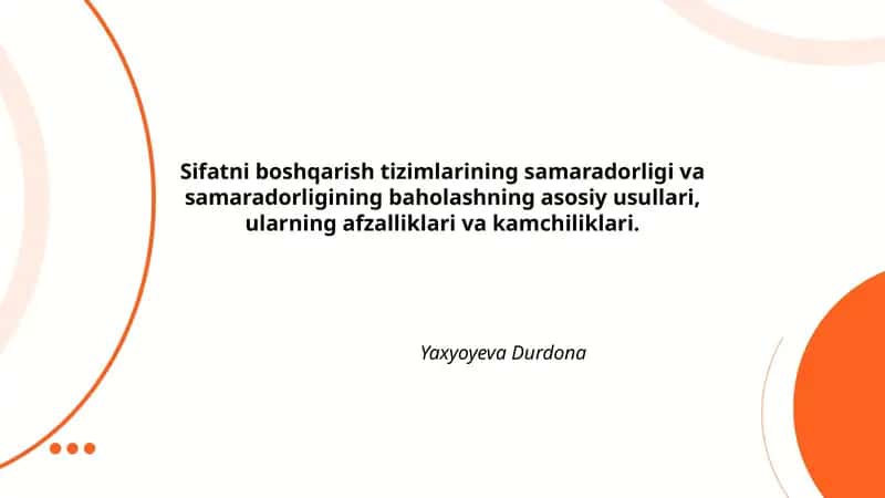 Ichki auditlar orqali sifatni boshqarish tizimining samaradorligini baholash 1