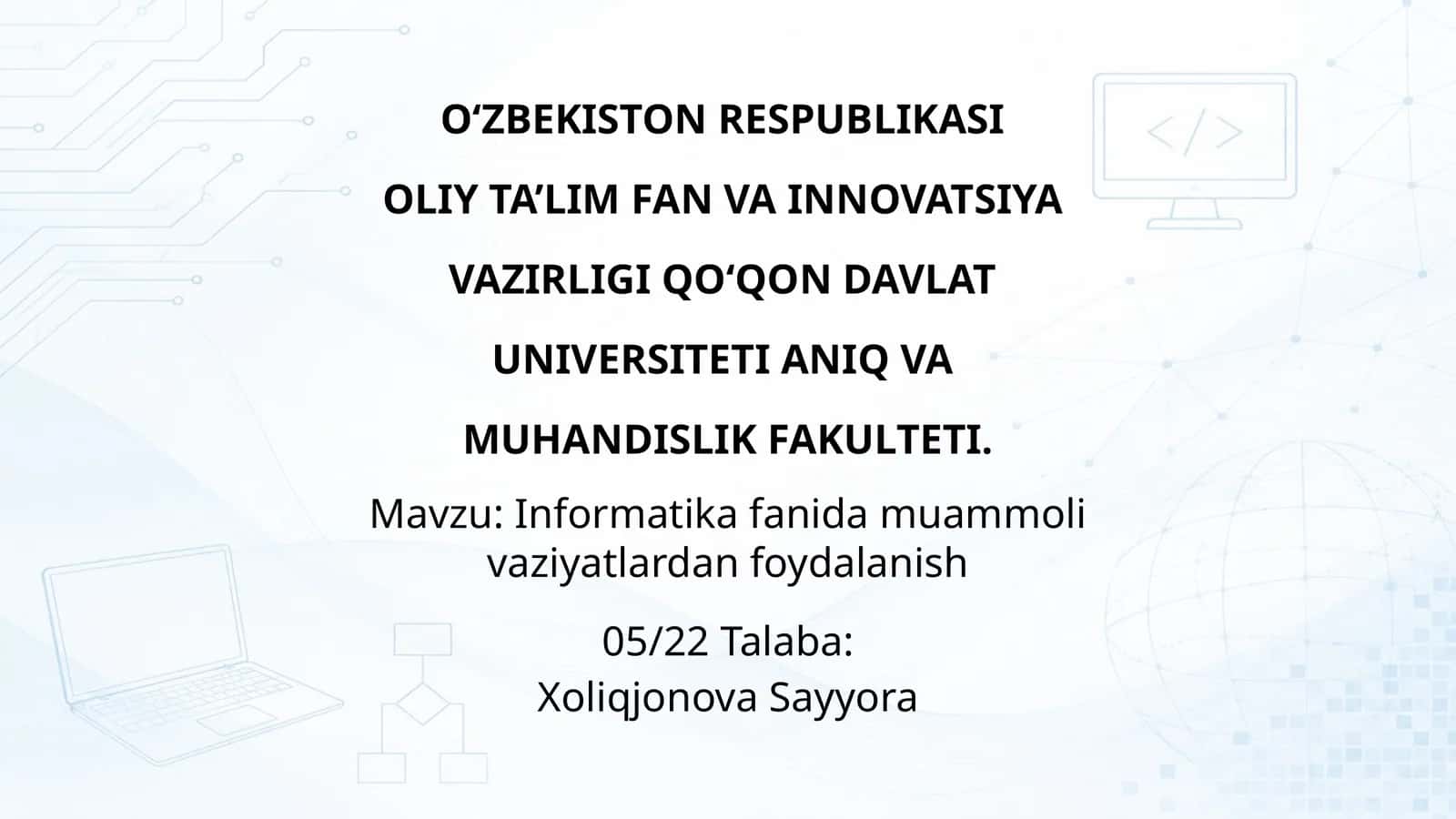 Informatika fanida muammoli vaziyatlardan foydalanish 1