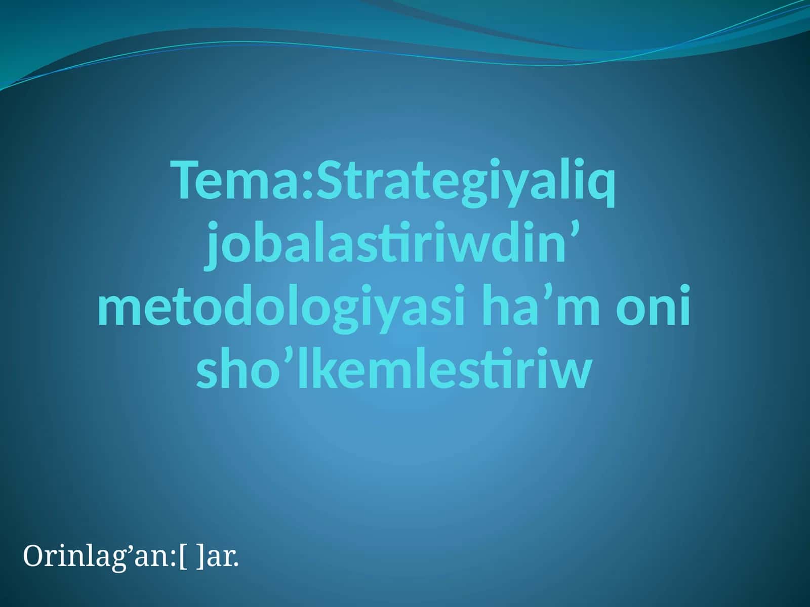 Strategik Rejalestiriw Metodologiyasi 1