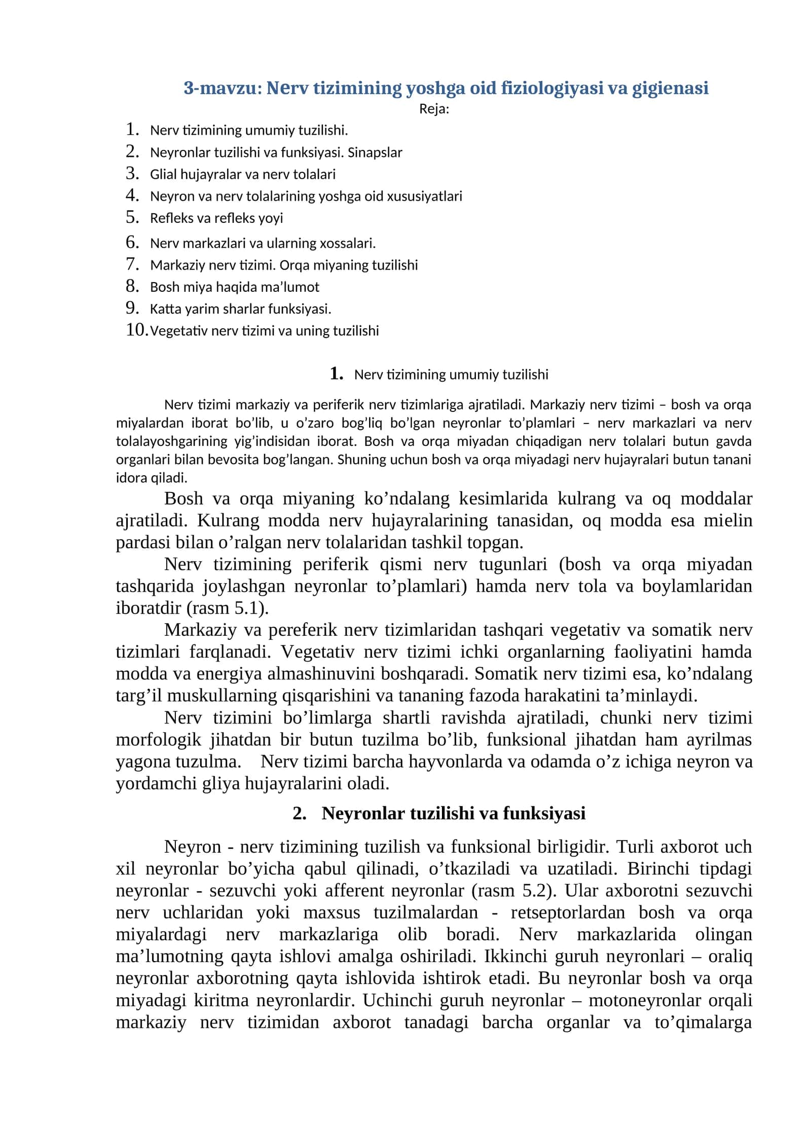 Nеrv tizimining yoshga oid fiziologiyasi va gigienasi 1