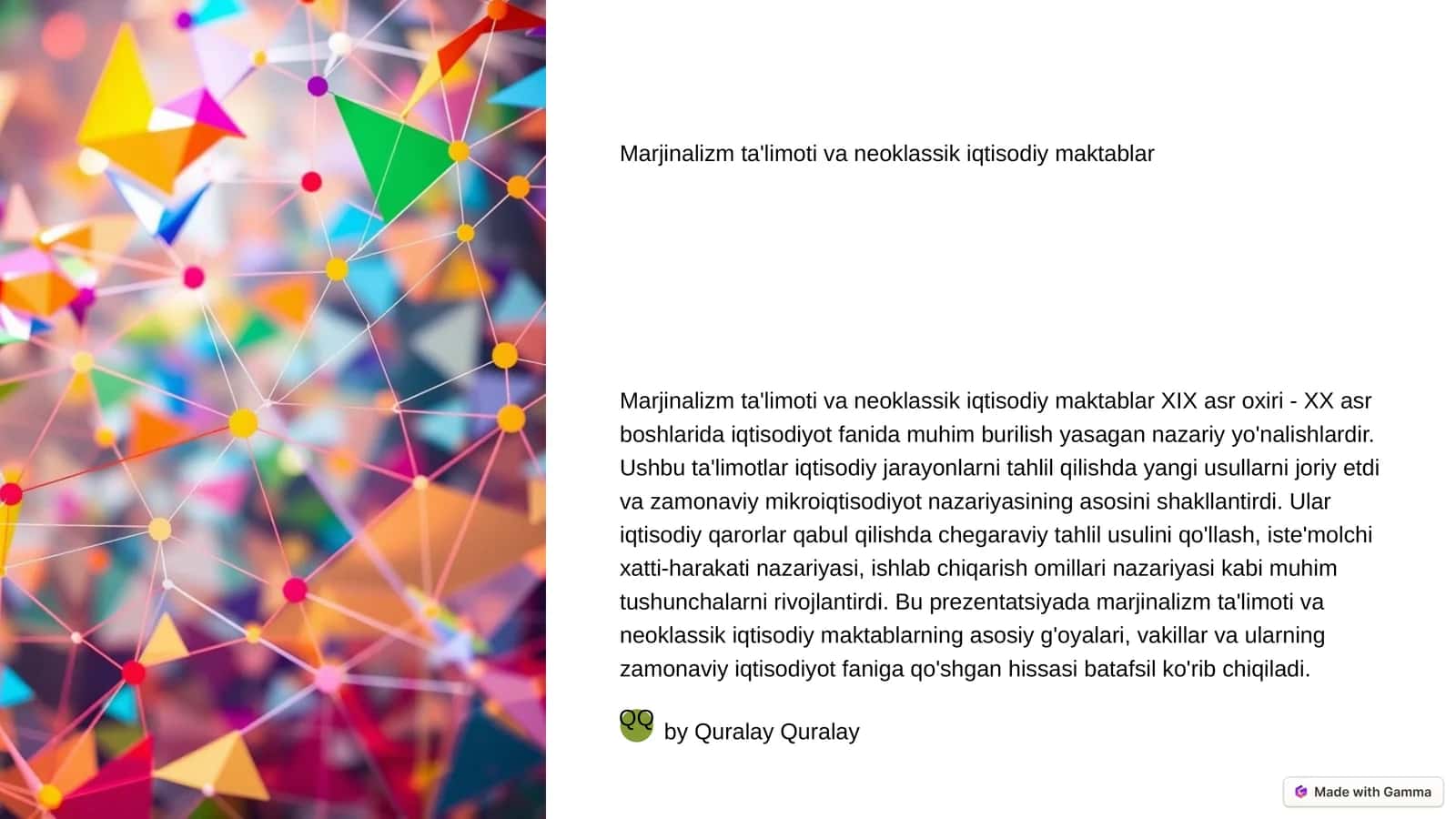 Marjinalizm ta'limoti va neoklassik iqtisodiy maktablar 1
