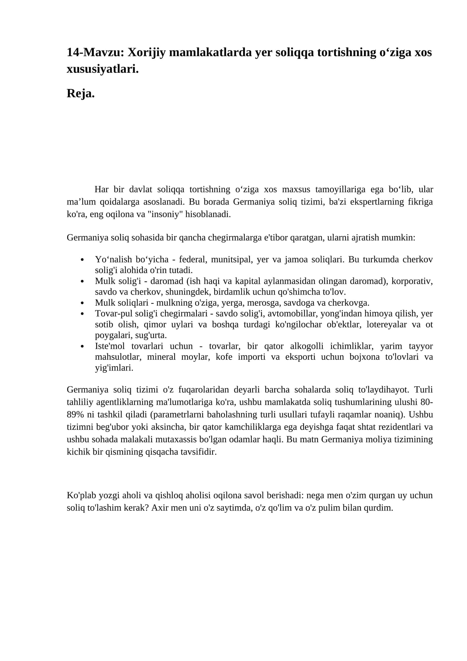 Xorijiy mamlakatlarda yer soliqqa tortishning o‘ziga xos xususiyatlari 1