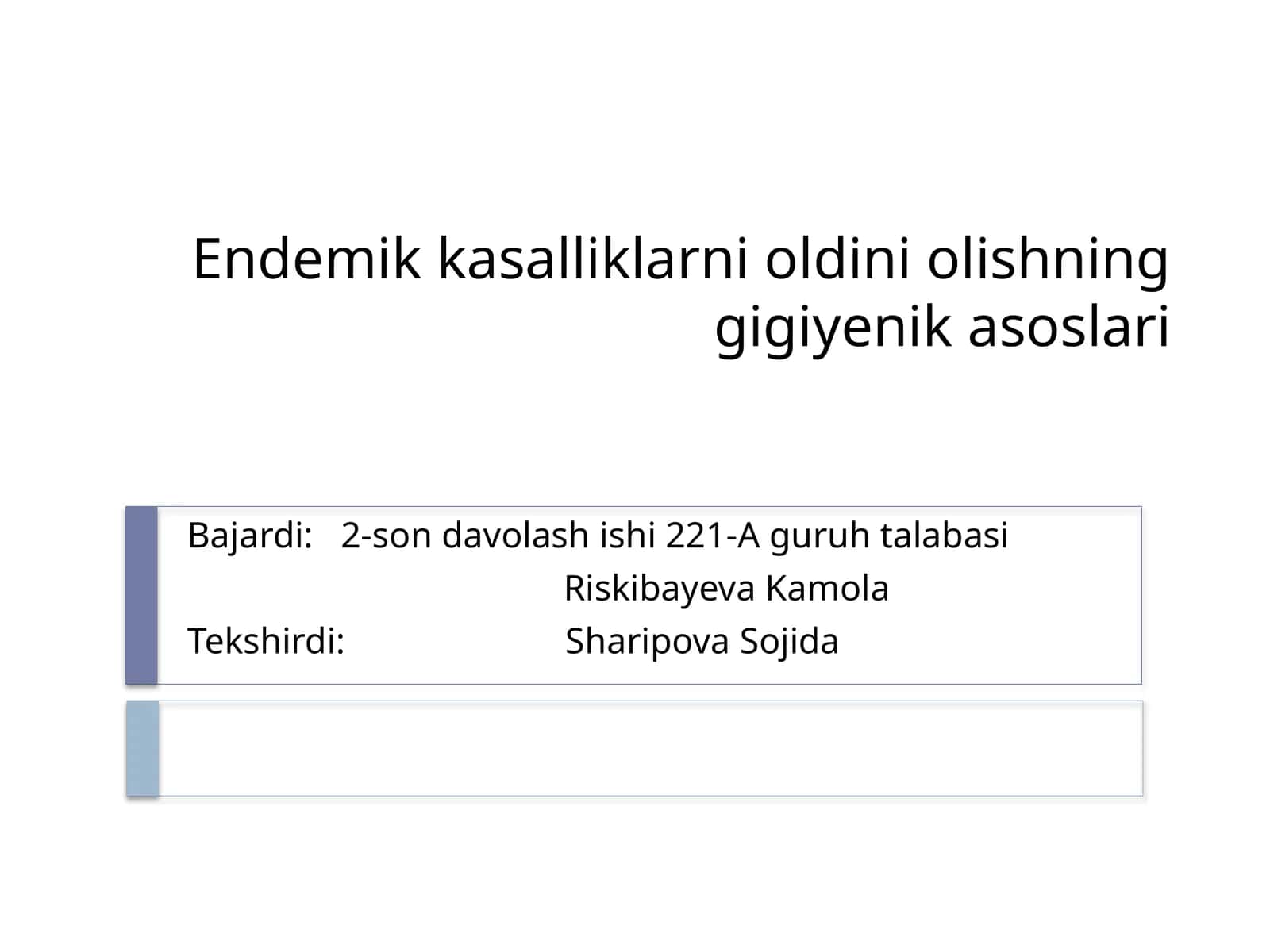Endemik kasalliklarni oldini olishning gigiyenik asoslari 1