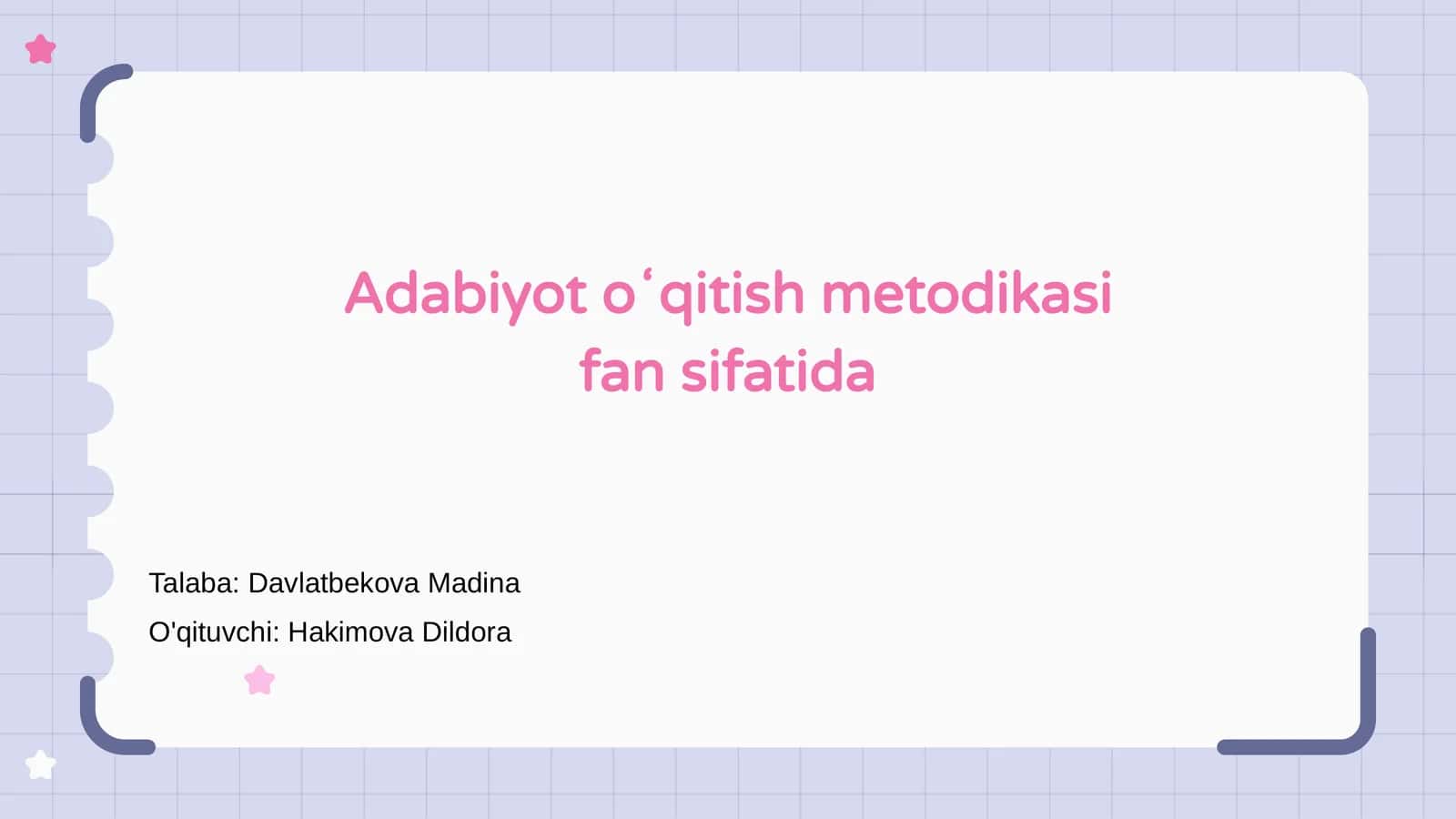 Adabiyot oʻqitish metodikasi 1