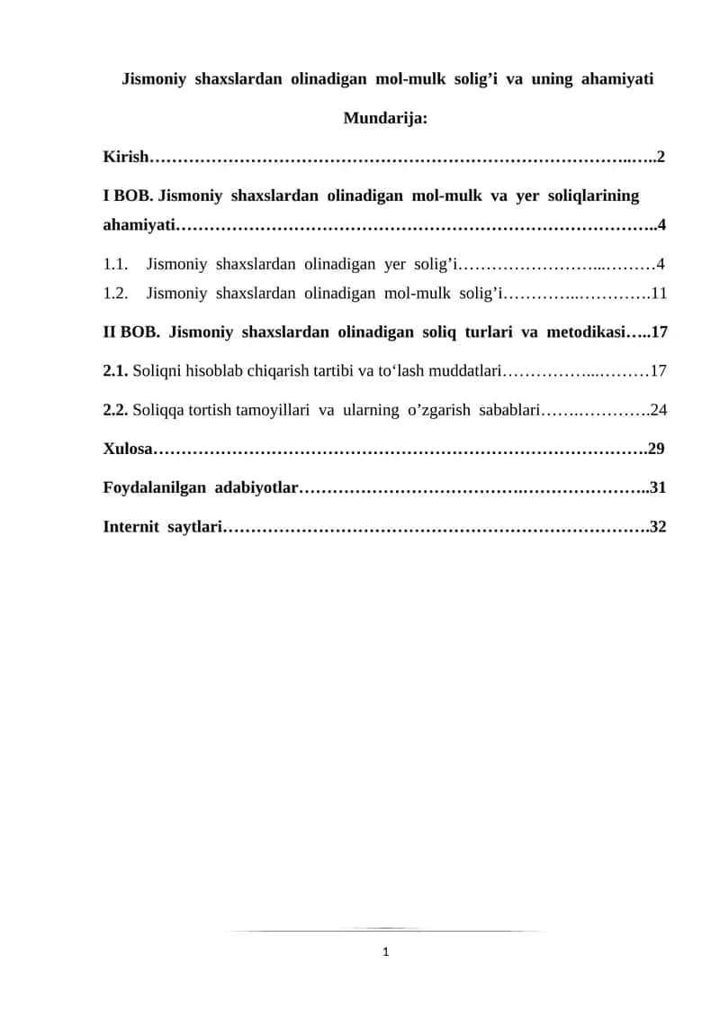 Jismoniy shaxslardan olinadigan mol-mulk solig’i va uning ahamiyati 1