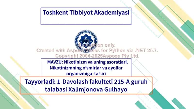 Nikotinizm va uning asoratlari 1