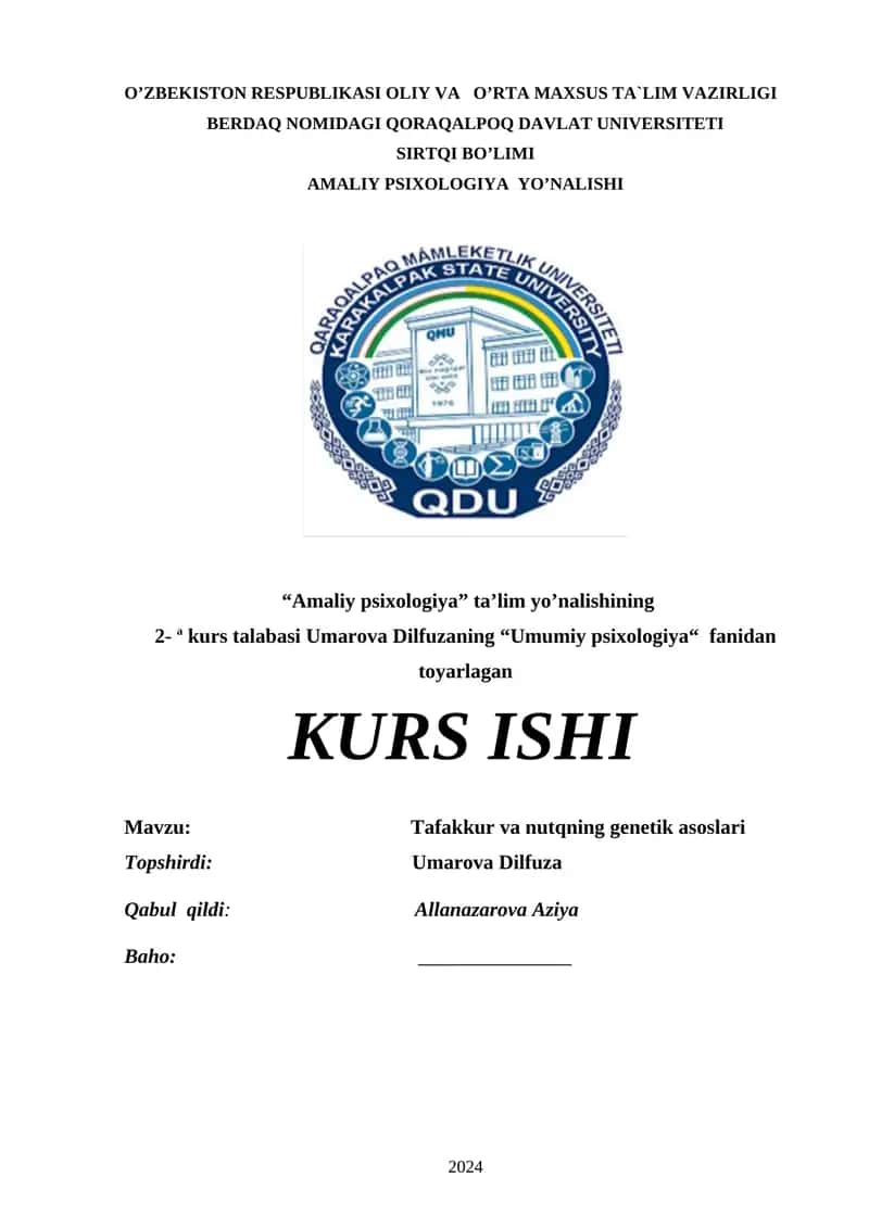 Tafakkur va Nutq Genetik Ildizlari 1