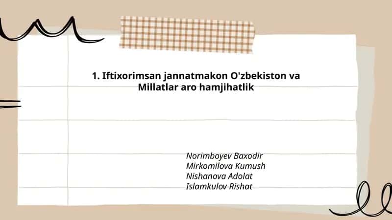 O'zbekistonning millatlararo totuvlik siyosati tarixi va rivoji 1