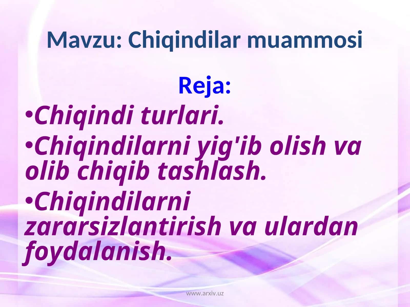 Chiqindilar muammosi 1
