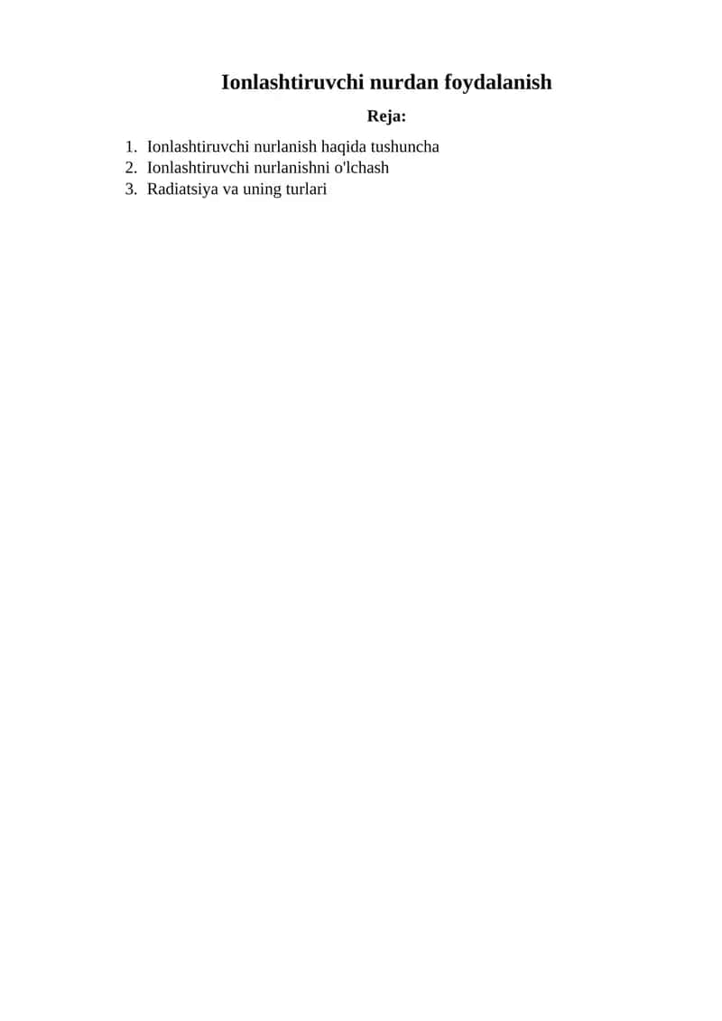 Ionlashtiruvchi nurlanish 1