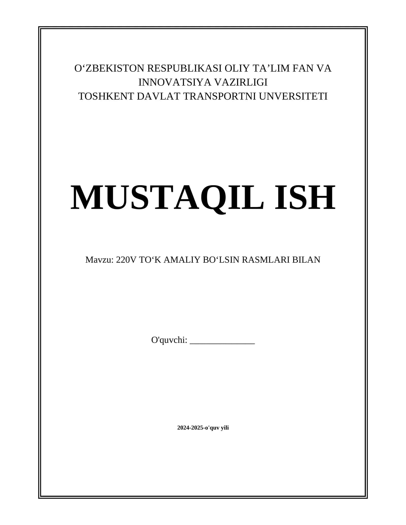 220V TO‘K AMALIY BO‘LSIN RASMLARI BILAN 1