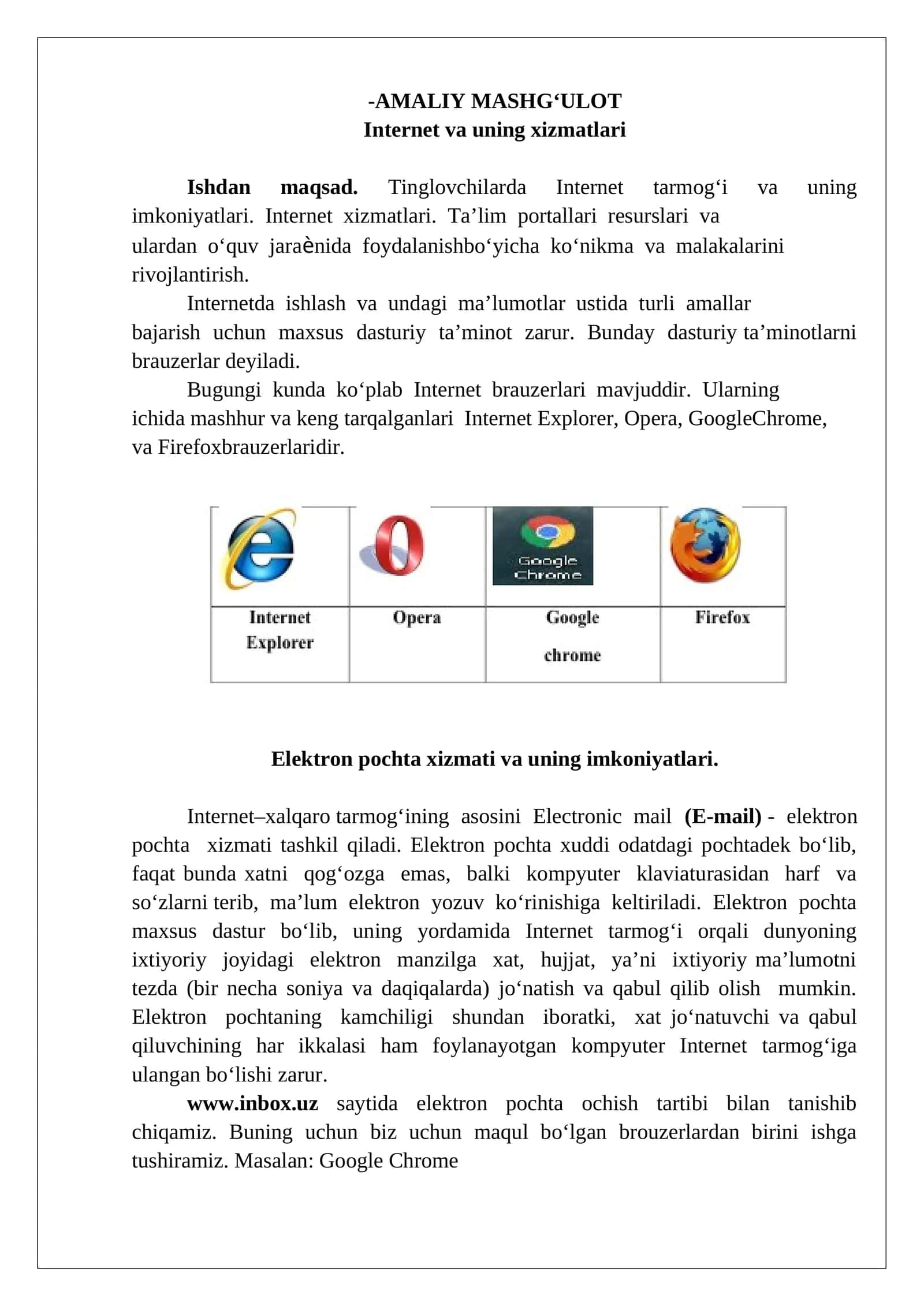 Internet va uning xizmatlari 1