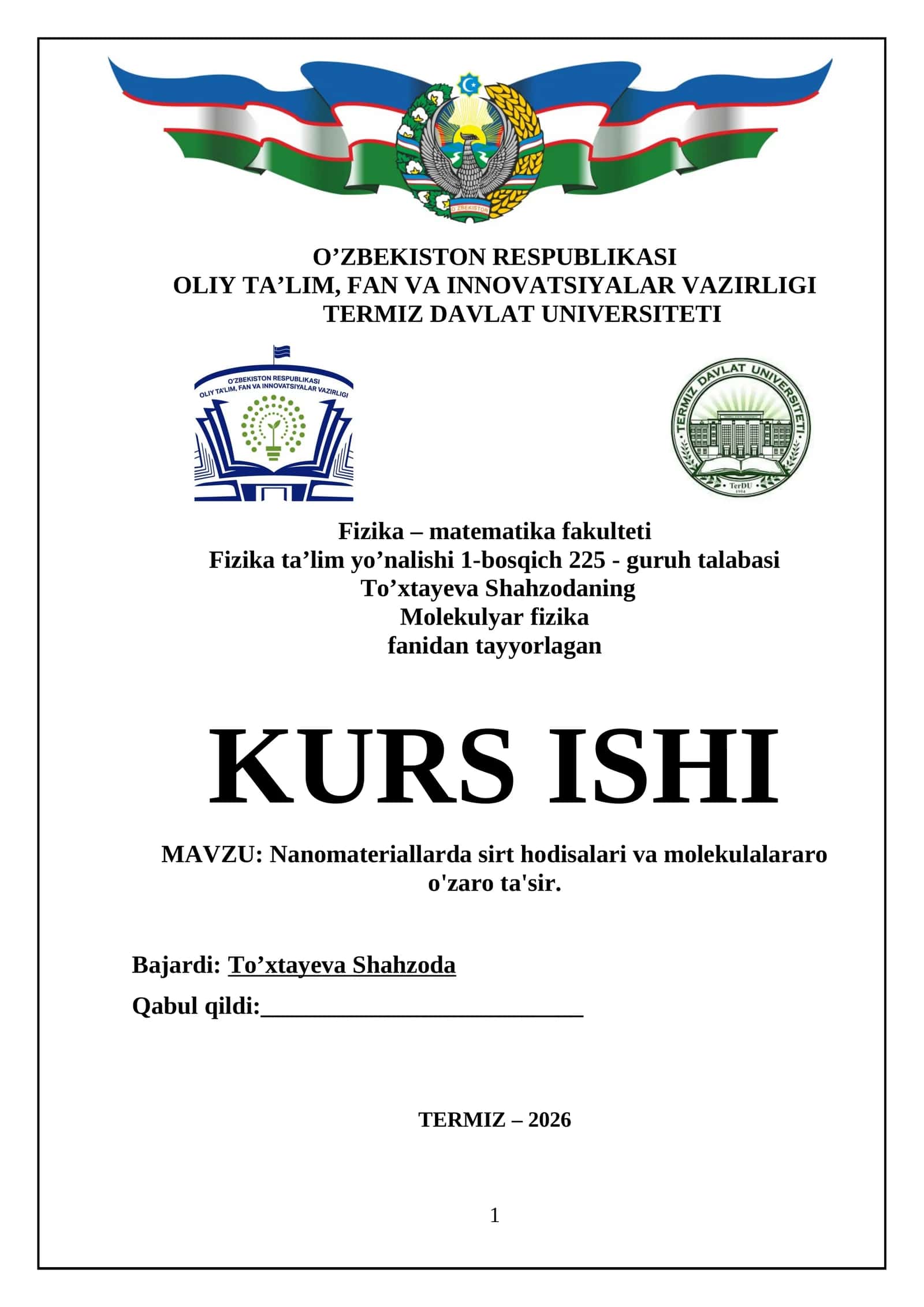Nano materiallarda sirt hodisalari 1