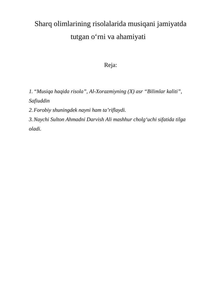 “Musiqa haqida risola” 1