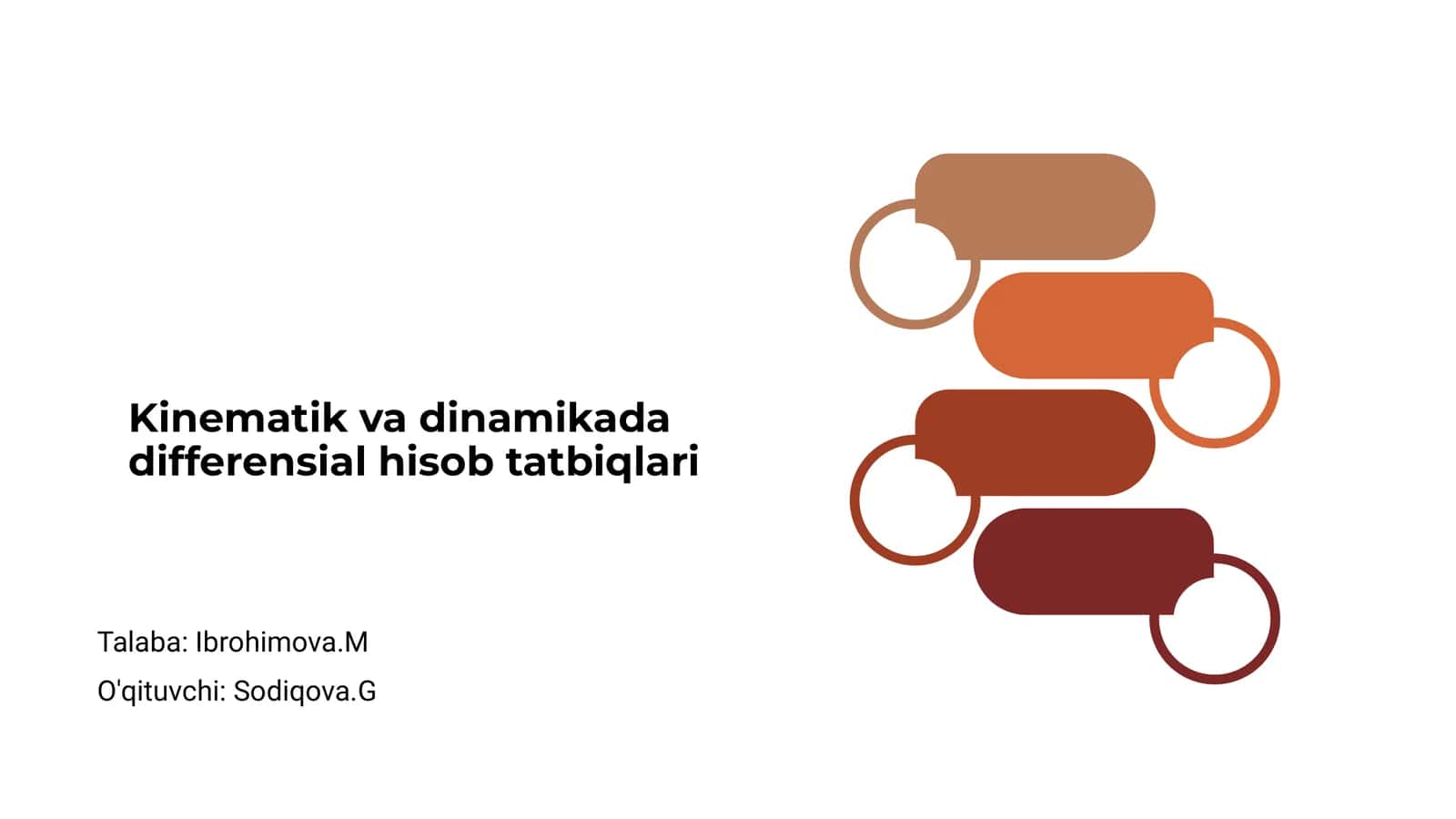 Kinematik va dinamikada differensial hisob tatbiqlari 1