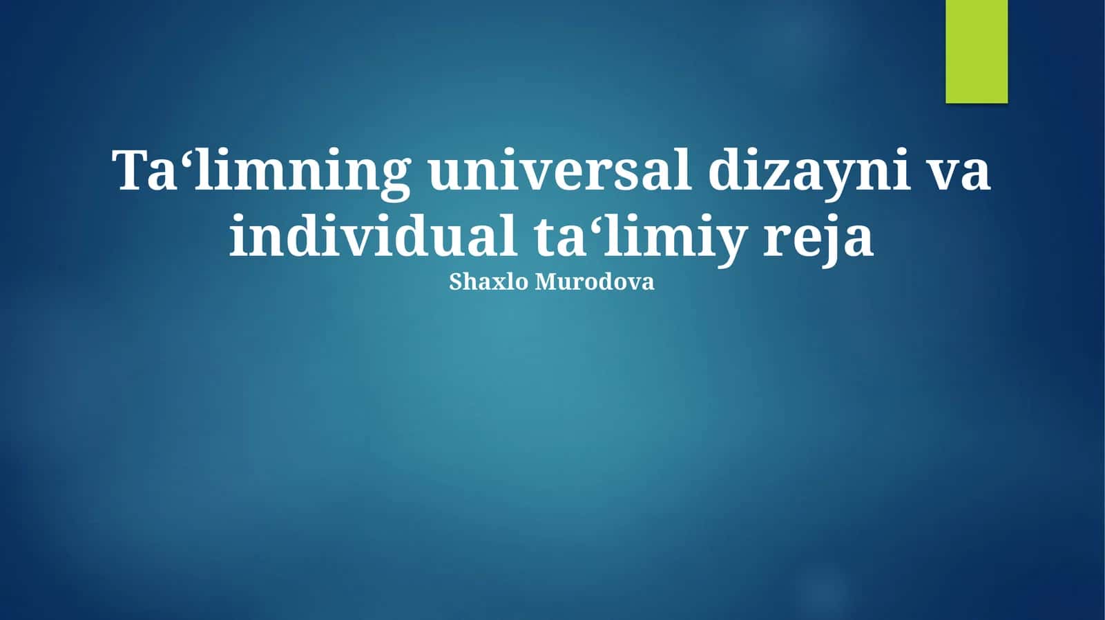 Universal Dizaynli O'rganish 1